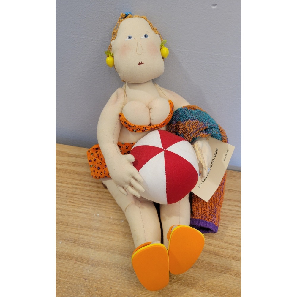 Vintage Biddie Conlin Davis Folk Art Fabric Doll Bathing Beauty Beatrice 14"